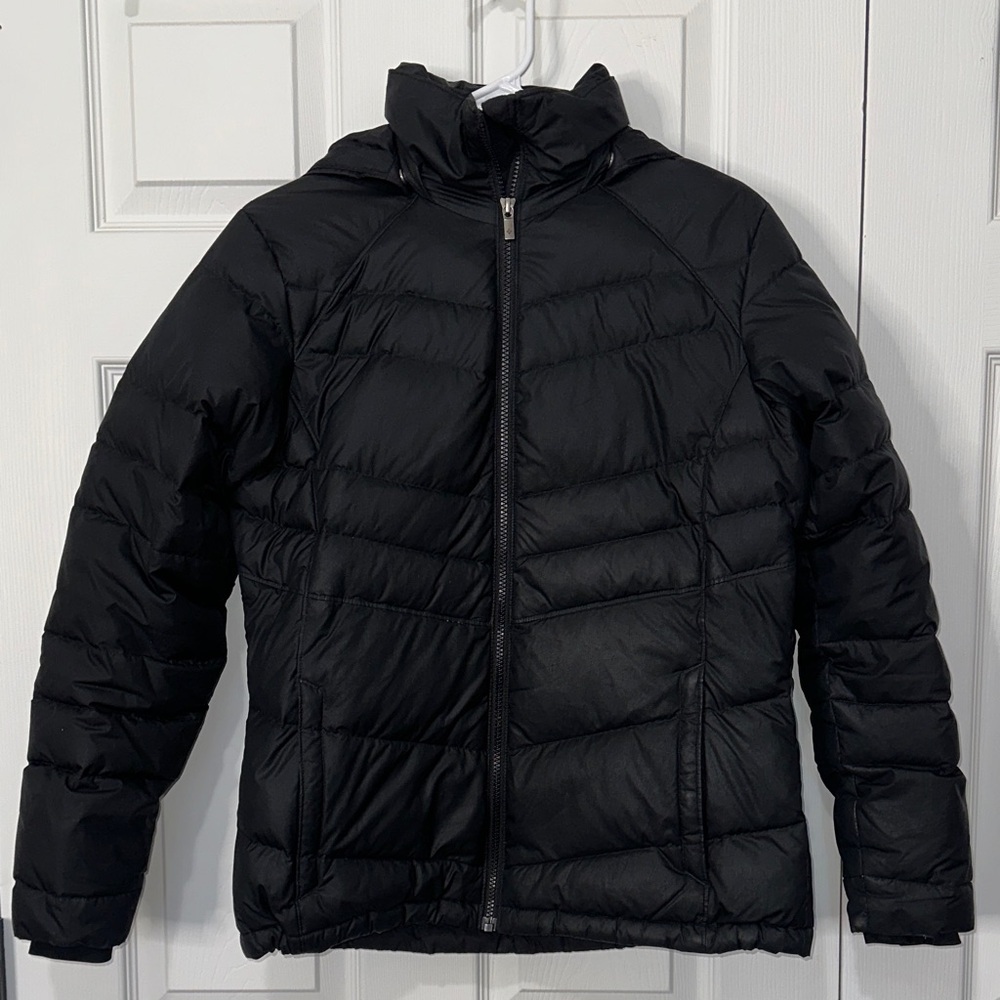 Columbia Black Hooded Feather and Duck Down Puffer Jacket